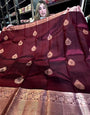 Radiant Wine Soft Silk Saree With Prettiest Blouse Piece