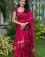 Delectable Pink Cotton Silk Saree With Artistic Blouse Piece