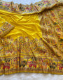 Desuetude Yellow Pashmina Saree With Comely Blouse Piece