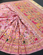 Fairytale Pink Pashmina Saree With Assemblage Blouse Piece