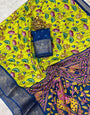 Arresting Parrot Digital Printed Dola Silk Saree With Charming Blouse Piece