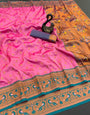 Energetic Pink Paithani Silk Saree With Transcendent Blouse