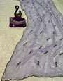 Panoply Lavender Sequence Work Fandy Silk Saree With Ethnic Blouse Piece