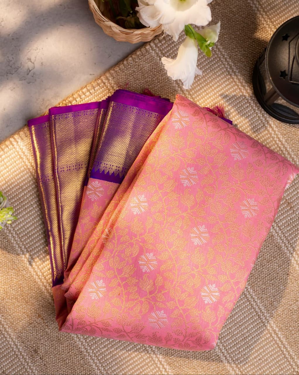 Bewitching Pink Soft Banarasi Silk Saree With Devastating Blouse Piece