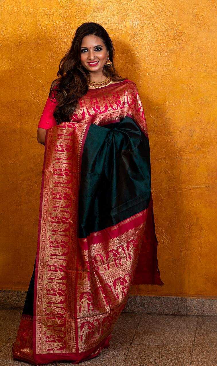 Proficient Green Soft Silk Saree With Resplendent Blouse Piece