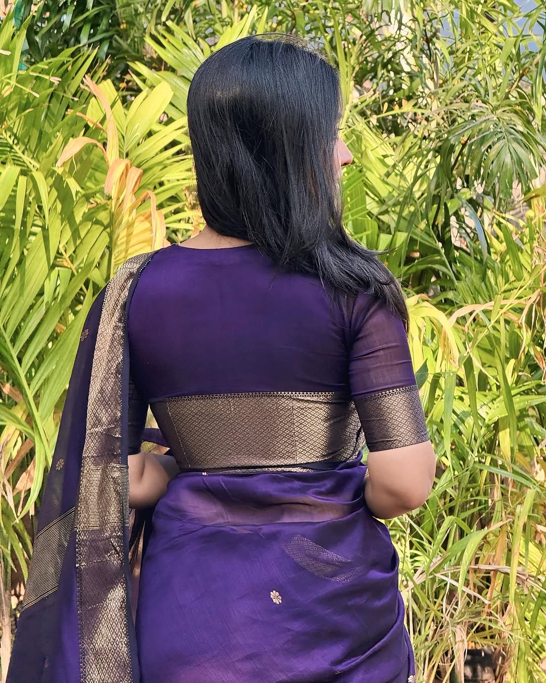 Lustrous Purple Cotton Silk Saree With Elision  Blouse Piece