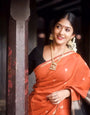 Grandiose Orange Cotton Silk Saree With Zephyr Blouse Piece