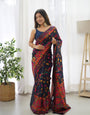 Ratatouille Navy Blue Pashmina saree With Incomparable Blouse Piece