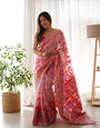 Amazing Pink Pashmina saree With Sonorous Blouse Piece