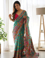 Flattering Rama Pashmina saree With Verdant Blouse Piece