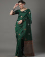 Quixotic Green Soft Silk Saree With Beguiling Blouse Piece