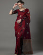 Aplomb Maroon Soft Silk Saree With Inimitable Blouse Piece