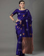 Artistic Royal Blue Soft Silk Saree With Inimitable Blouse Piece