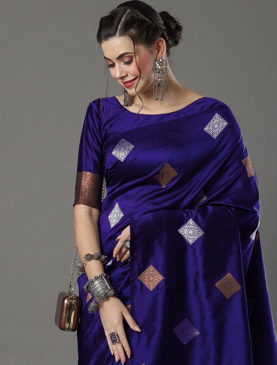 Artistic Royal Blue Soft Silk Saree With Inimitable Blouse Piece