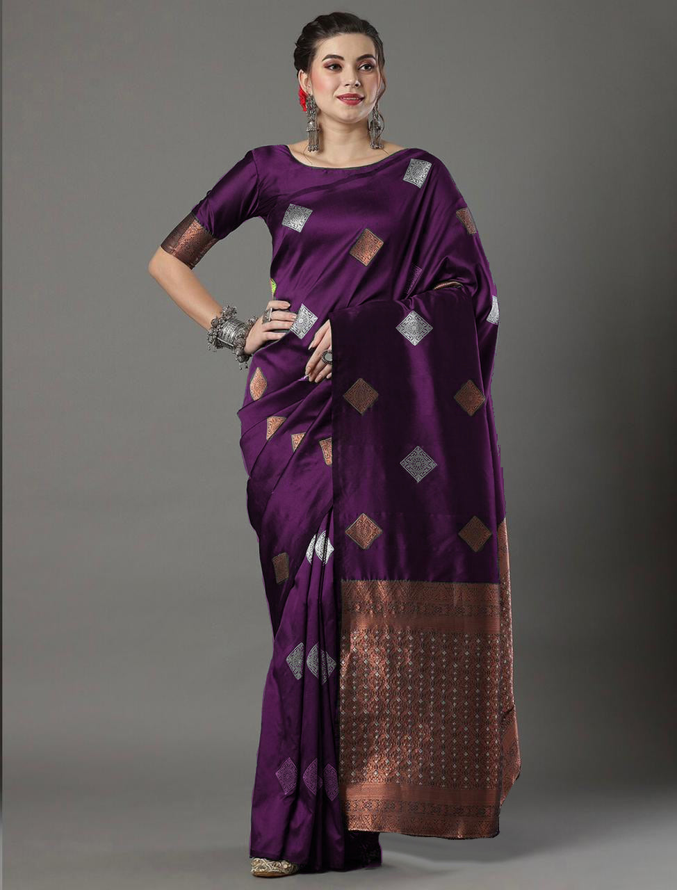 Radiant Wine Soft Silk Saree With Luminous Blouse Piece