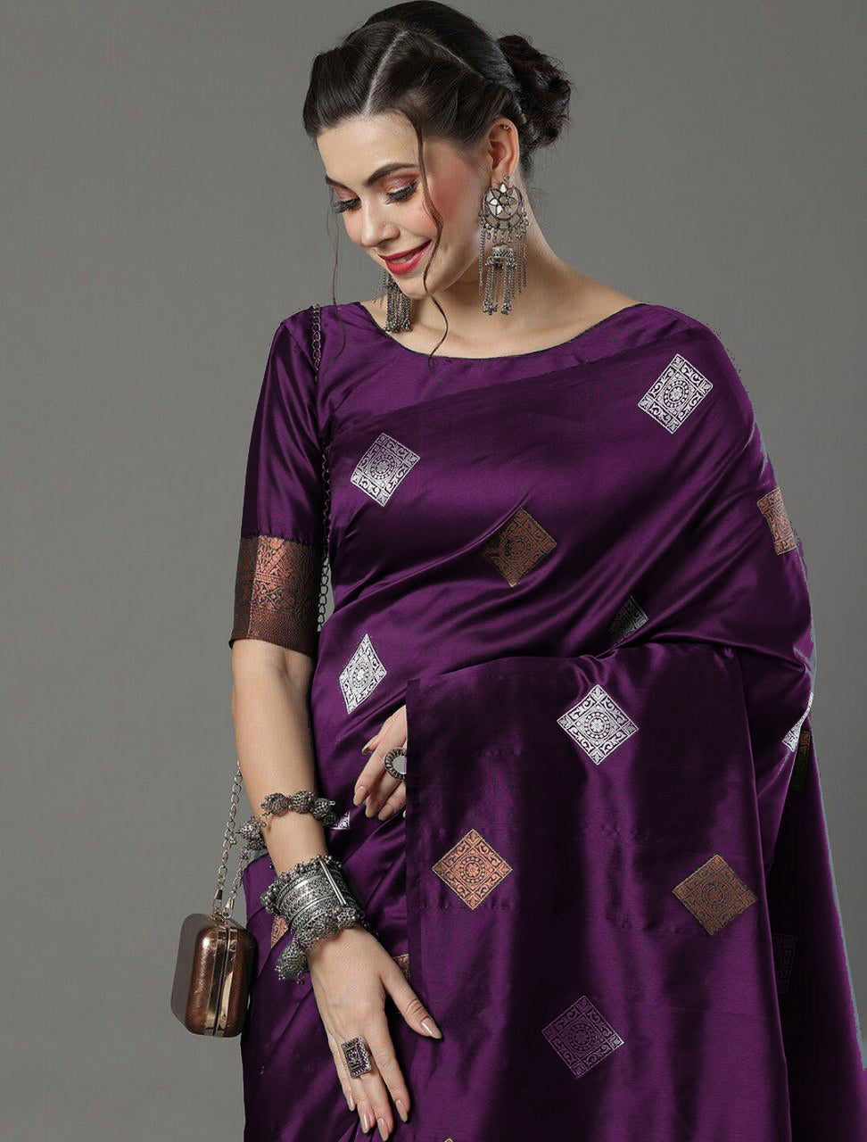 Radiant Wine Soft Silk Saree With Luminous Blouse Piece