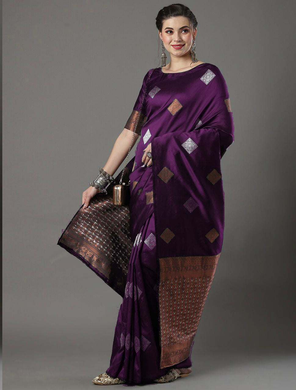 Radiant Wine Soft Silk Saree With Luminous Blouse Piece