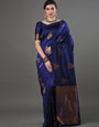 Panache Blue Soft Silk Saree With Lustrous Blouse Piece