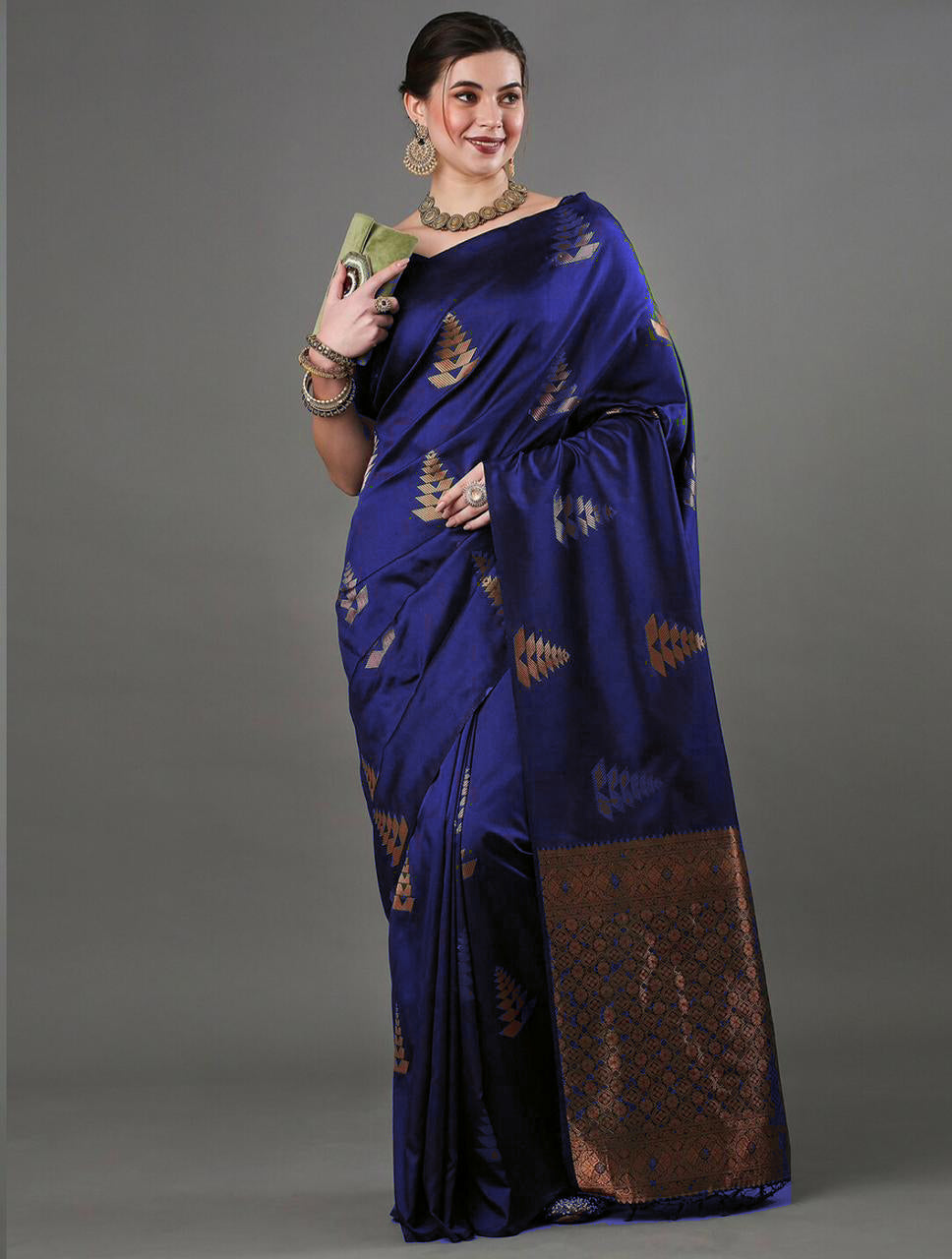 Panache Blue Soft Silk Saree With Lustrous Blouse Piece