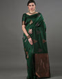 Pulsating Green Soft Silk Saree With Posh Blouse Piece