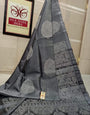 Elaborate Grey Soft Silk Saree With Ethereal Blouse Piece