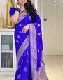 Inimitable Royal Blue Soft Silk Saree With Stunner Blouse Piece