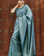 Pretty Rama Soft Silk Saree With Glittering Blouse Piece