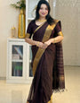 Seraglio Brown Soft Silk Saree With Petrichor Blouse Piece