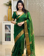 Profuse Dark Green Soft Silk Saree With Ephemeral Blouse Piece