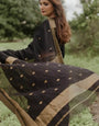 Desiring Black Soft Silk Saree With Resplendent Blouse Piece