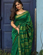Effulgent Green Soft Silk Saree With Staggering Blouse Piece