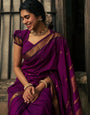 Flamboyant Purple Soft Silk Saree With Desultory Blouse Piece