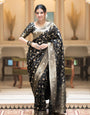 Alluring Black Soft Silk Saree With Amazing Blouse Piece