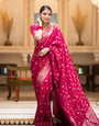 Arresting Dark Pink Soft Silk Saree With Desultory Blouse Piece