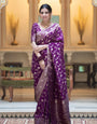 Pulsating Purple Soft Silk Saree With Innovative Blouse Piece