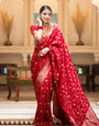 Allure Red Soft Silk Saree With Marvellous Blouse Piece