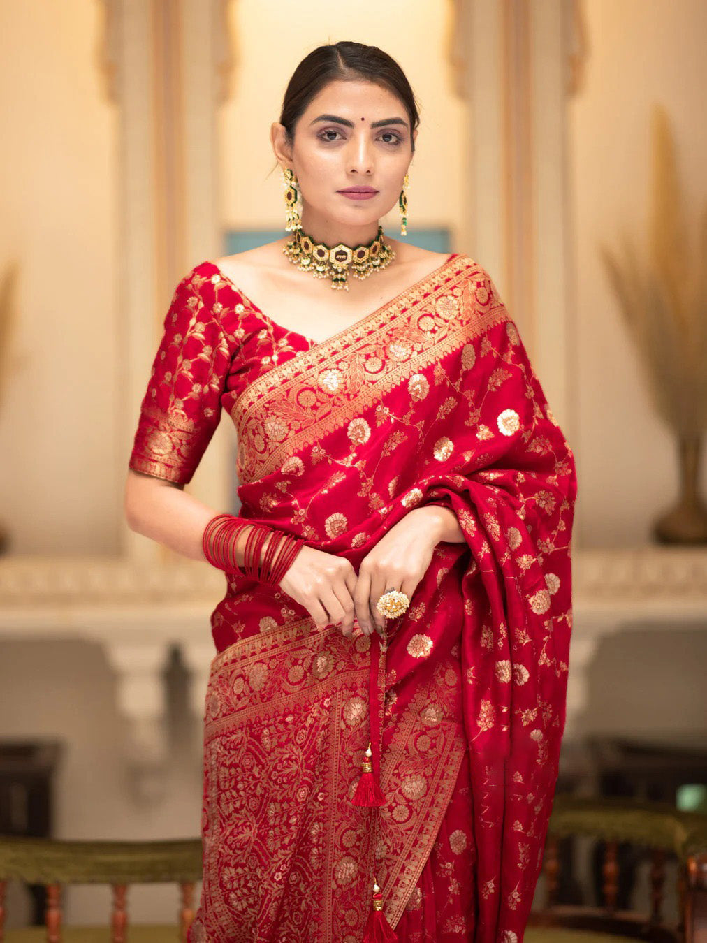 Allure Red Soft Silk Saree With Marvellous Blouse Piece