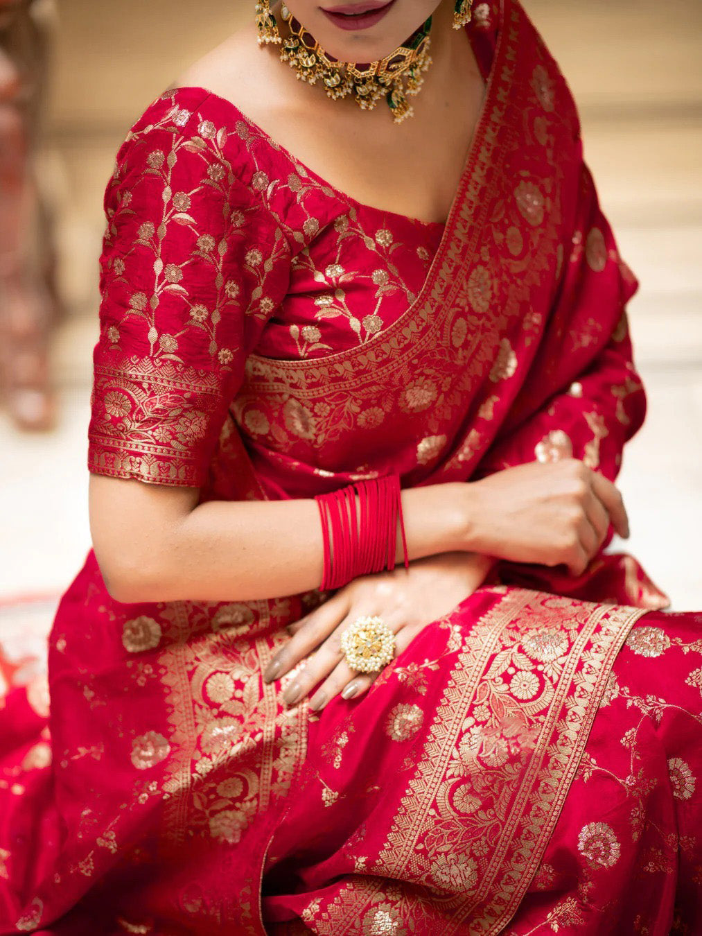 Allure Red Soft Silk Saree With Marvellous Blouse Piece