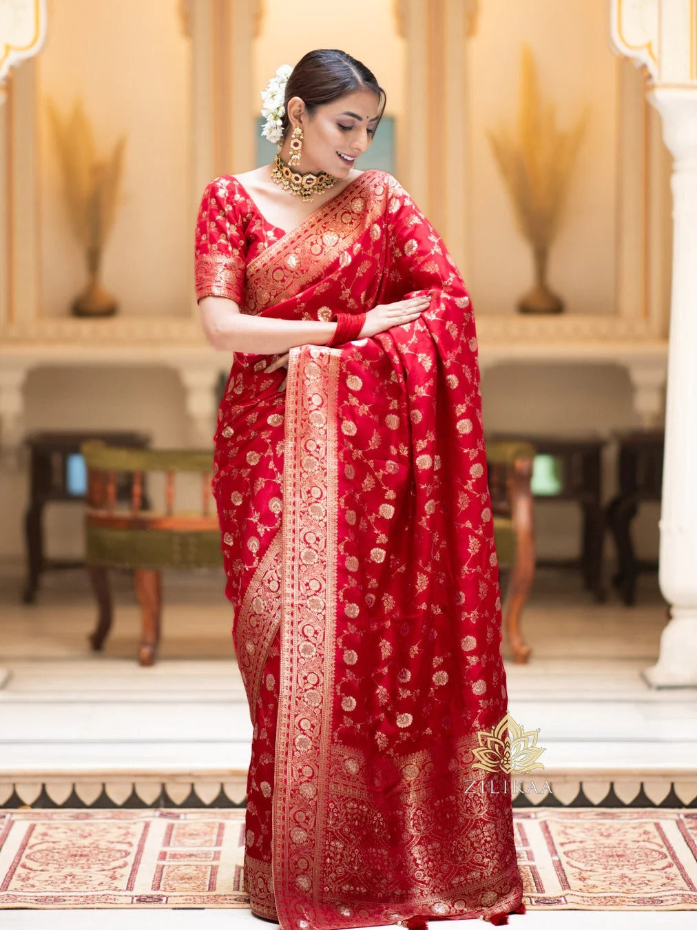 Allure Red Soft Silk Saree With Marvellous Blouse Piece