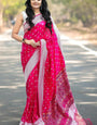 Adorning Dark Pink Cotton Silk Saree With Prettiest Blouse Piece