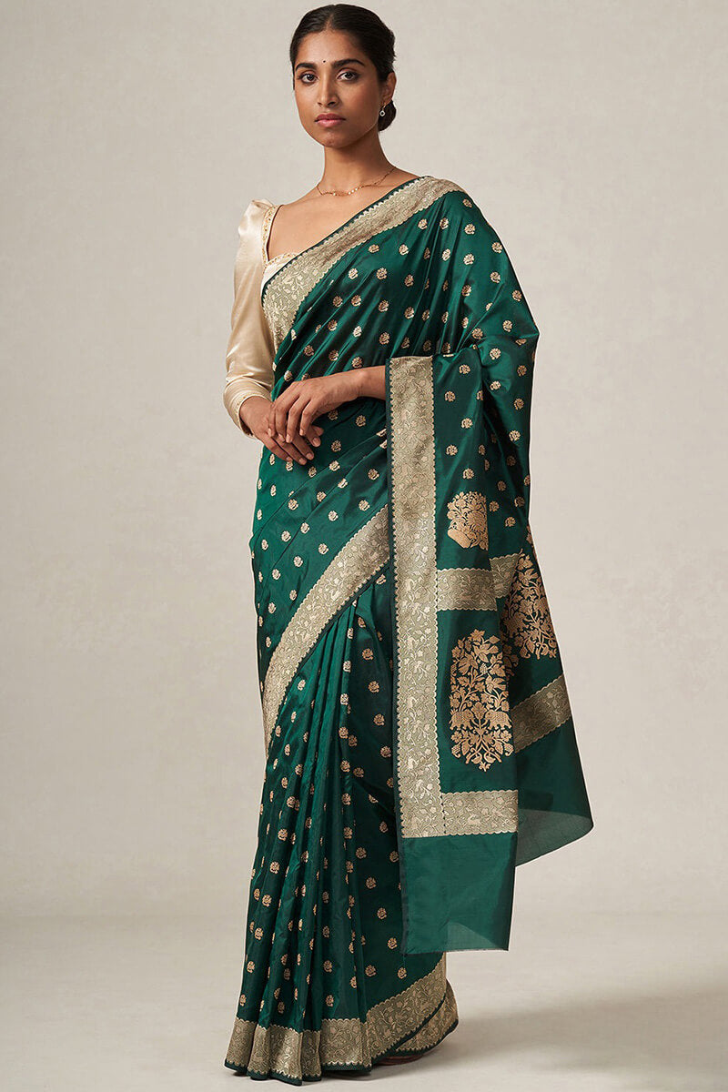 Ideal Rama Soft Silk Saree With Lagniappe Blouse Piece