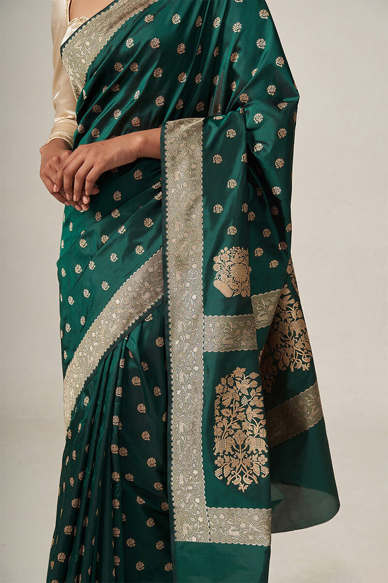 Ideal Rama Soft Silk Saree With Lagniappe Blouse Piece