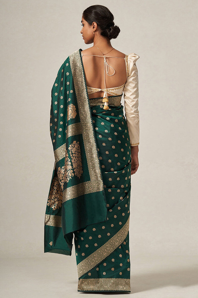 Ideal Rama Soft Silk Saree With Lagniappe Blouse Piece