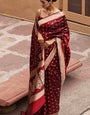 Adoring Wine Soft Silk Saree With Fugacious Blouse Piece