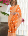 Blissful Orange Cotton Silk Saree With Beleaguer Blouse Piece