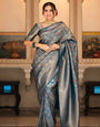 Demanding Blue Soft Silk Saree With Entrancing Blouse Piece