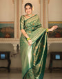 Beautiful Green Soft Silk Saree With Twirling Blouse Piece