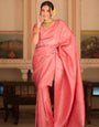 Eye-catching Pink Soft Silk Saree With Most Stunning Blouse Piece