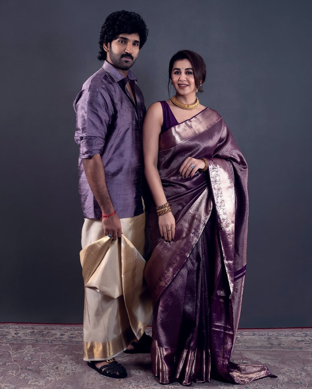 Sumptuous Purple Soft Silk Saree With Brood Blouse Piece