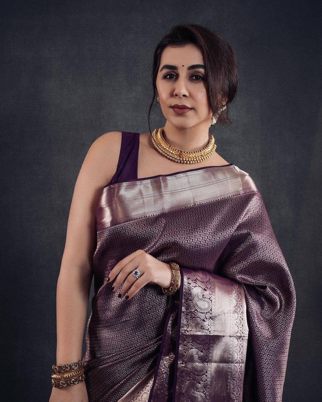 Sumptuous Purple Soft Silk Saree With Brood Blouse Piece